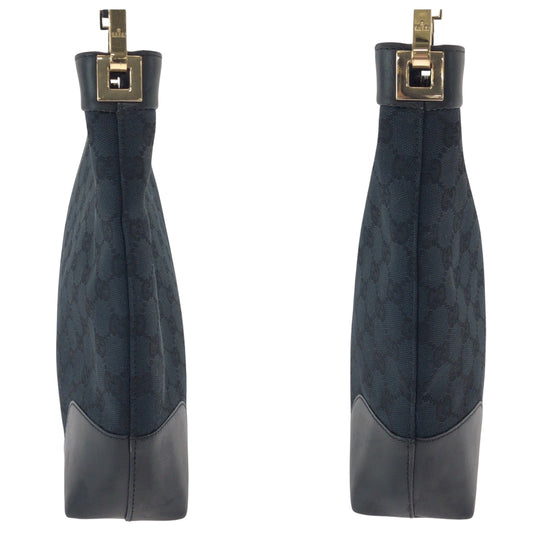 GUCCI Shoulder Bag 001 4231 GG canvas Black Silver Metal Shoulder Bag handbag Women Used Authentic