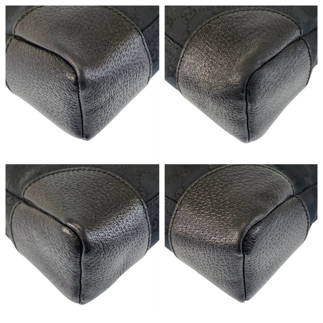 GUCCI Shoulder Bag 114273 GG canvas, leather Black black Shoulder Bag Messenger bag Women Used Authentic