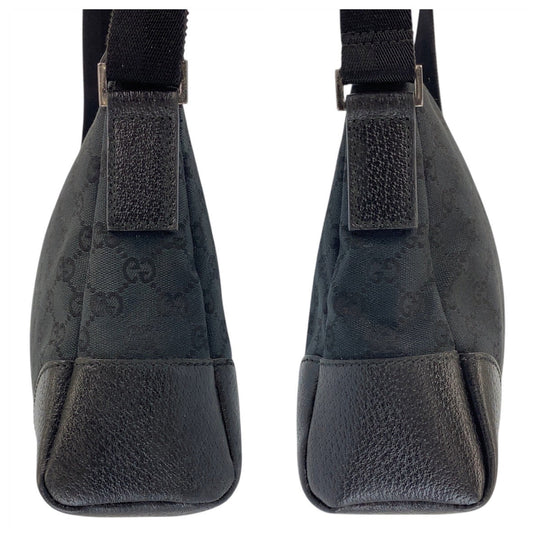 GUCCI Shoulder Bag 114273 GG canvas, leather Black black Shoulder Bag Messenger bag Women Used Authentic