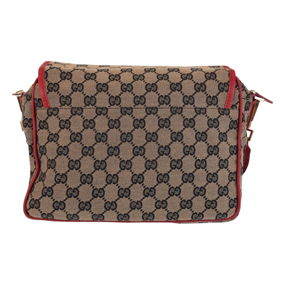 GUCCI Shoulder Bag 001 0375 GG canvas, leather Red Beige Gold Metal Shoulder Bag Messenger bag Women Used Authentic