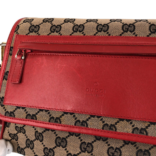 GUCCI Shoulder Bag 001 0375 GG canvas, leather Red Beige Gold Metal Shoulder Bag Messenger bag Women Used Authentic