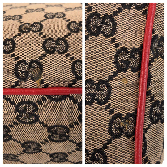 GUCCI Shoulder Bag 001 0375 GG canvas, leather Red Beige Gold Metal Shoulder Bag Messenger bag Women Used Authentic