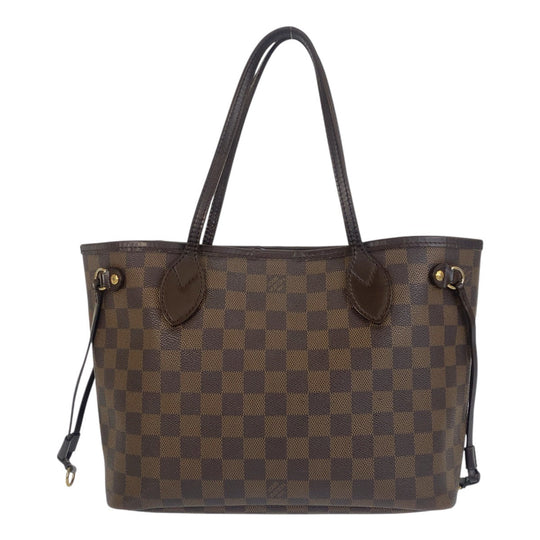 LOUIS VUITTON Tote Bag N51109 PVC, Leather Brown Gold Metal Tote Bag Shoulder Bag Damier Never full PM Women Used Authentic