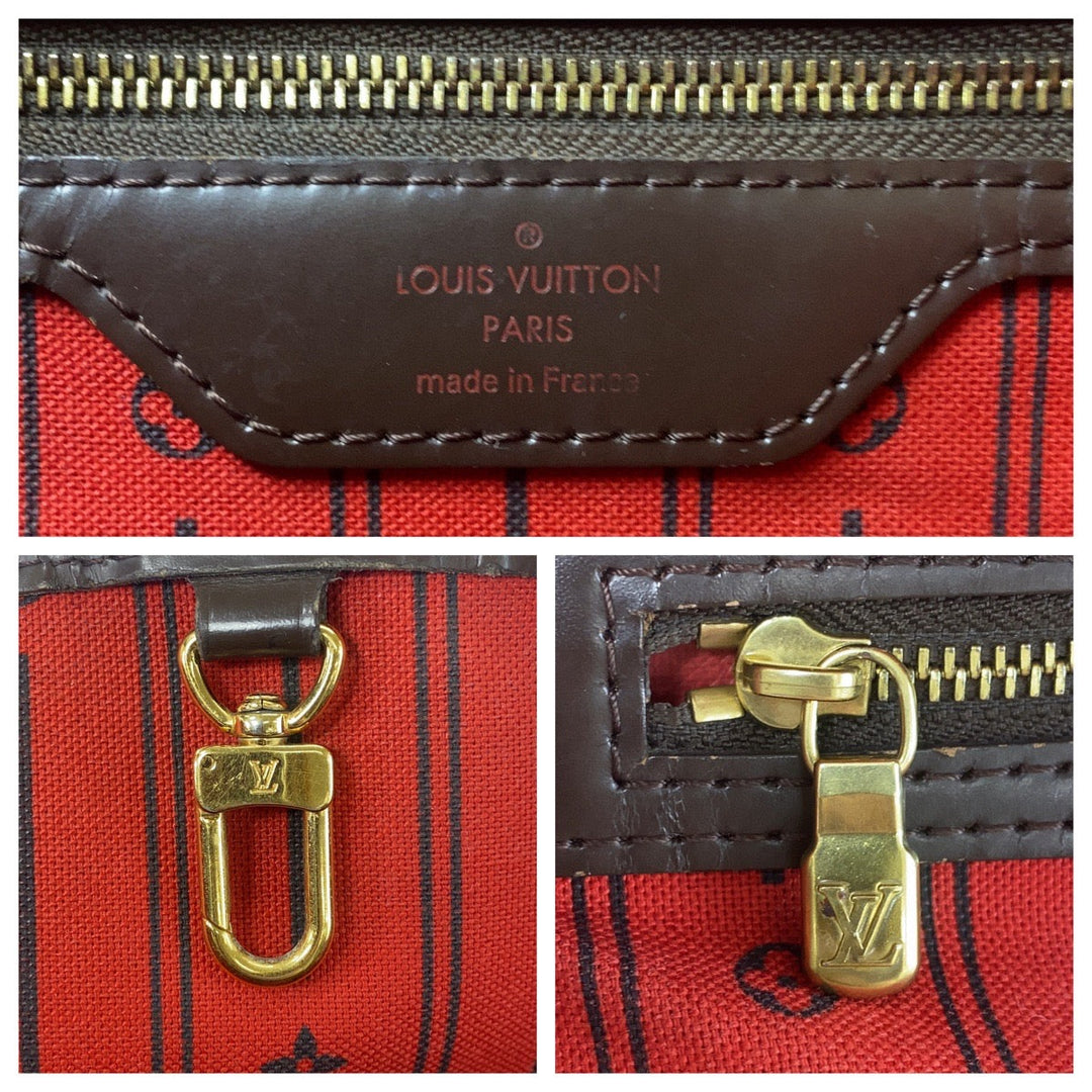 LOUIS VUITTON Tote Bag N51109 PVC, Leather Brown Gold Metal Tote Bag Shoulder Bag Damier Never full PM Women Used Authentic