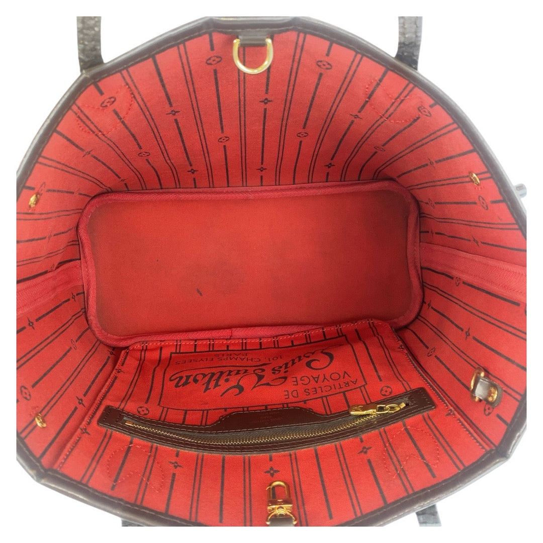 LOUIS VUITTON Tote Bag N51109 PVC, Leather Brown Gold Metal Tote Bag Shoulder Bag Damier Never full PM Women Used Authentic