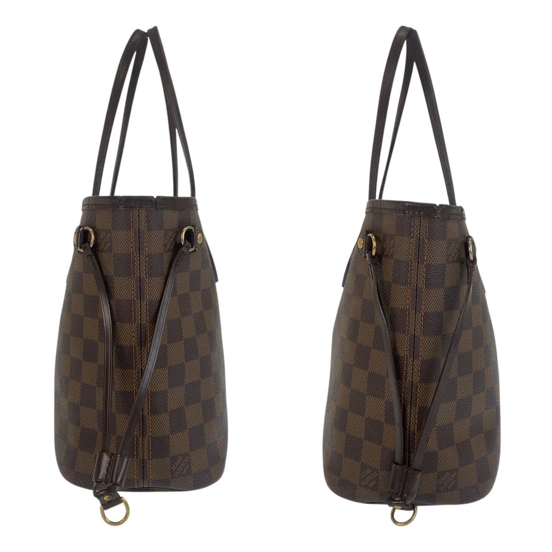 LOUIS VUITTON Tote Bag N51109 PVC, Leather Brown Gold Metal Tote Bag Shoulder Bag Damier Never full PM Women Used Authentic