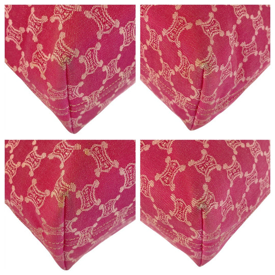 CELINE Tote Bag Canvas, Leather Pink Gold Metal Tote Bag Shoulder Bag Macadam Women Used Authentic