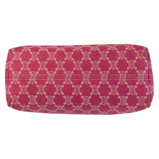 CELINE Tote Bag Canvas, Leather Pink Gold Metal Tote Bag Shoulder Bag Macadam Women Used Authentic