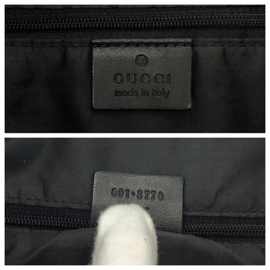 GUCCI Shoulder Bag 001 3770 Nylon Black SilverMetal One Shoulder Bag Women Used Authentic