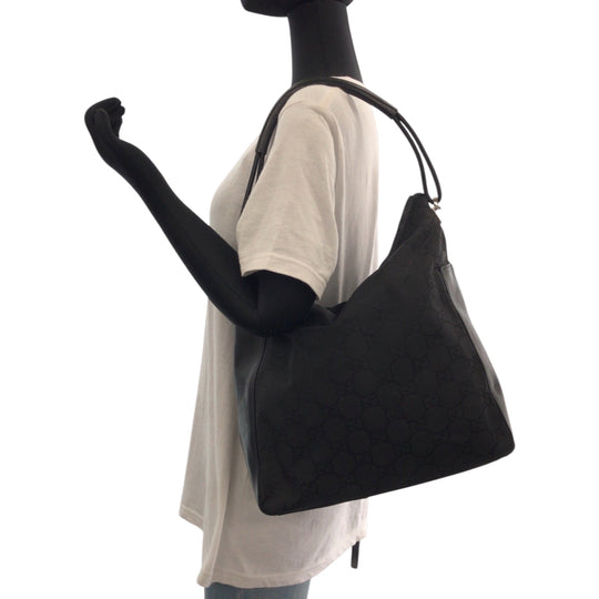 GUCCI Shoulder Bag 001 3770 Nylon Black SilverMetal One Shoulder Bag Women Used Authentic