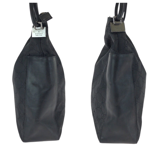 GUCCI Shoulder Bag 001 3770 Nylon Black SilverMetal One Shoulder Bag Women Used Authentic