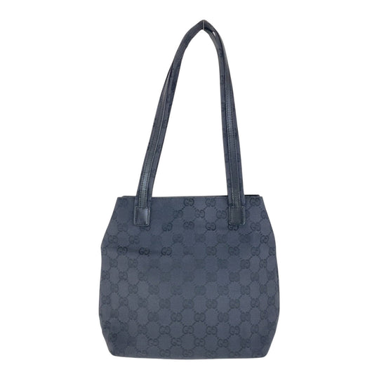 GUCCI Shoulder Bag 002 1075 GG canvas, leather Black SilverMetal Shoulder Bag Women Used Authentic