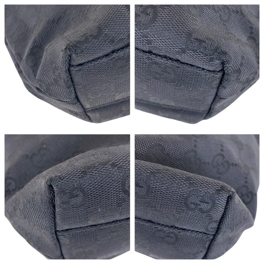 GUCCI Shoulder Bag 002 1075 GG canvas, leather Black SilverMetal Shoulder Bag Women Used Authentic