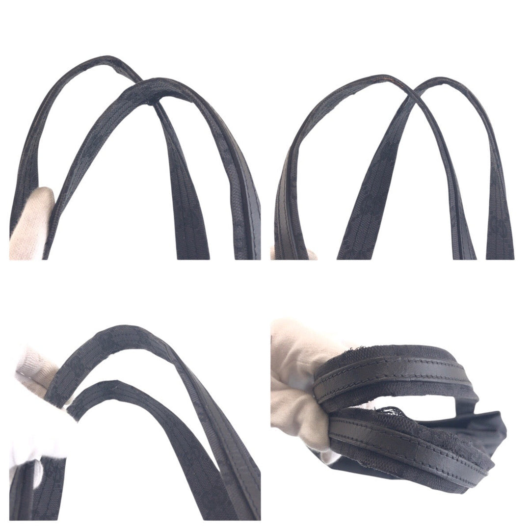 GUCCI Shoulder Bag 002 1075 GG canvas, leather Black SilverMetal Shoulder Bag Women Used Authentic