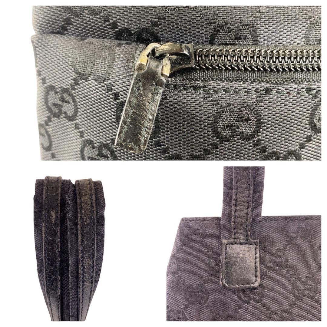GUCCI Shoulder Bag 002 1075 GG canvas, leather Black SilverMetal Shoulder Bag Women Used Authentic