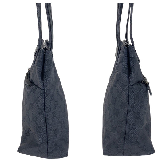 GUCCI Shoulder Bag 002 1075 GG canvas, leather Black SilverMetal Shoulder Bag Women Used Authentic