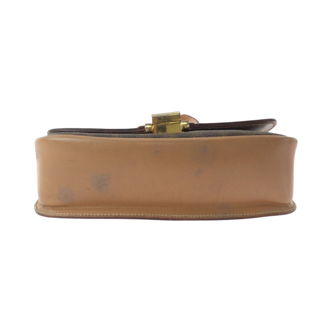 CELINE Shoulder Bag PVC Brown Gold Metal Shoulder Bag pochette Macadam Women Used Authentic