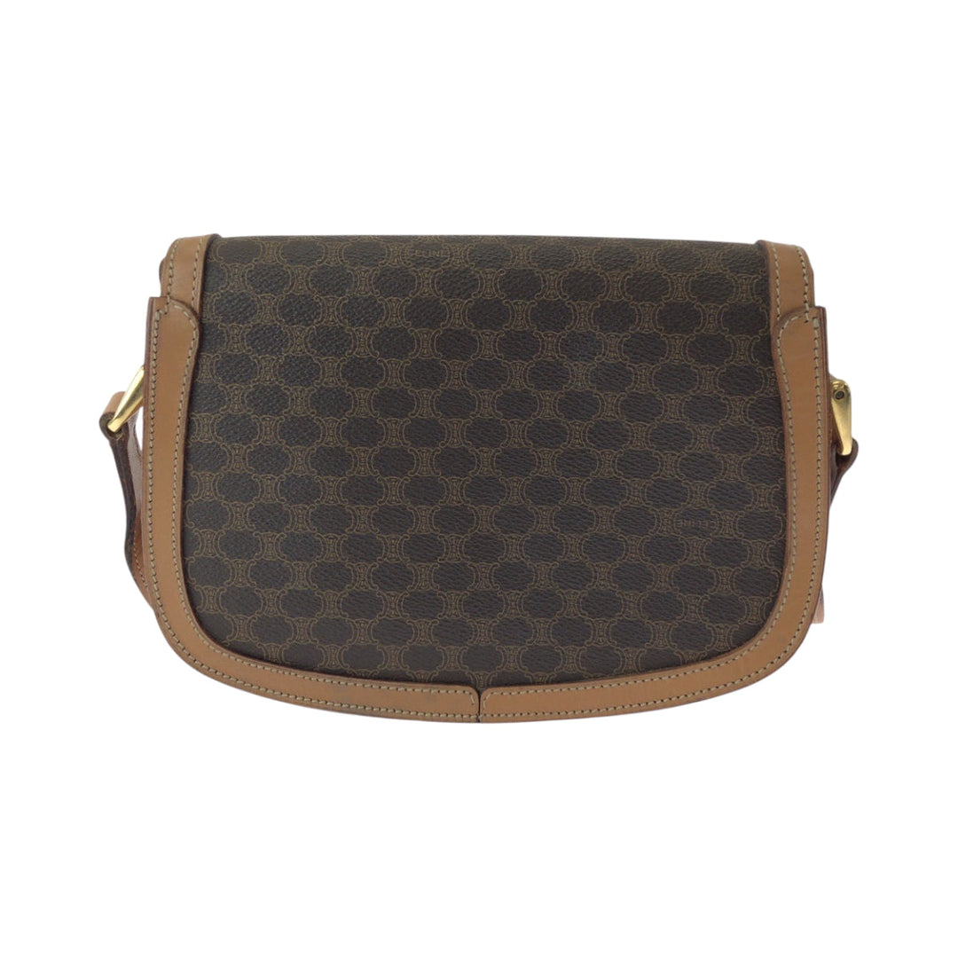 CELINE Shoulder Bag PVC Brown Gold Metal Shoulder Bag pochette Macadam Women Used Authentic