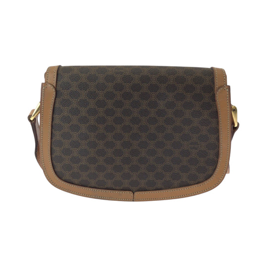 CELINE Shoulder Bag PVC Brown Gold Metal Shoulder Bag pochette Macadam Women Used Authentic