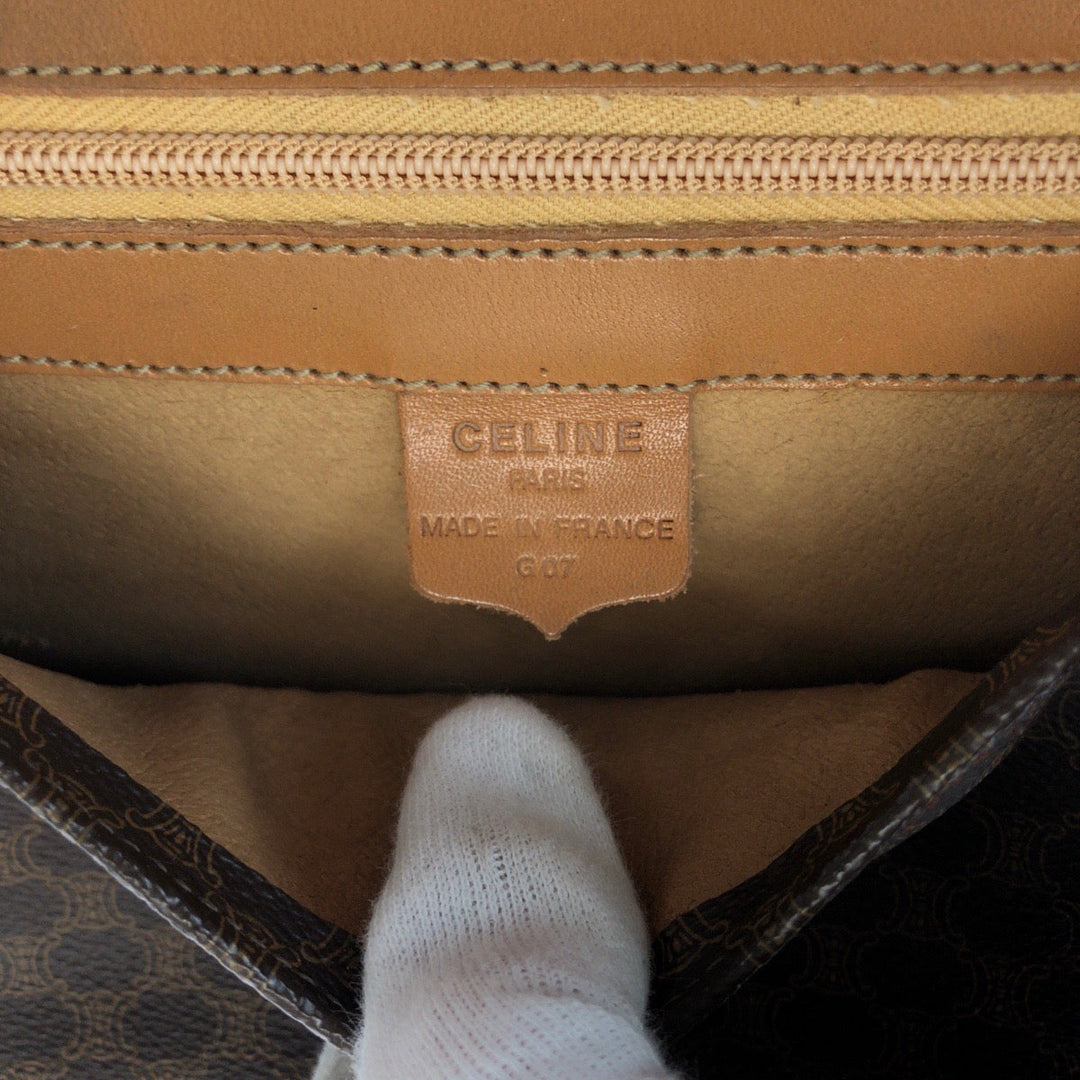 CELINE Shoulder Bag PVC Brown Gold Metal Shoulder Bag pochette Macadam Women Used Authentic