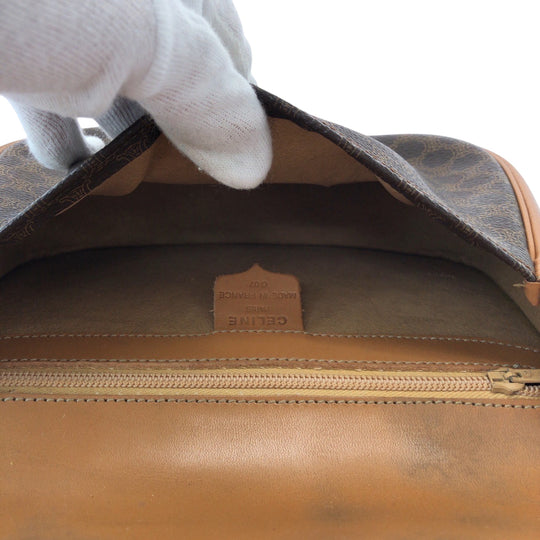 CELINE Shoulder Bag PVC Brown Gold Metal Shoulder Bag pochette Macadam Women Used Authentic