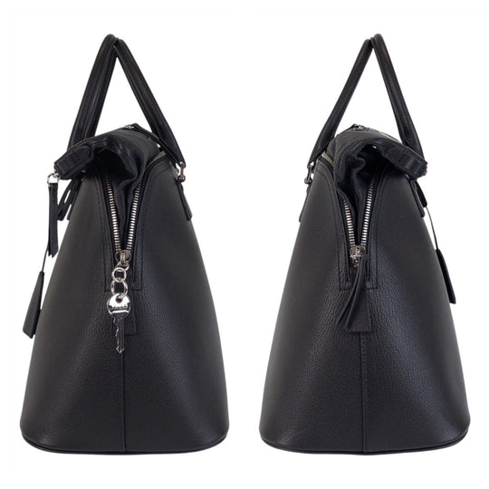 Maison Margiela Handbag leather BlackSilverMetal Handbag Shoulder Bag 2way 5AC mens Used Authentic