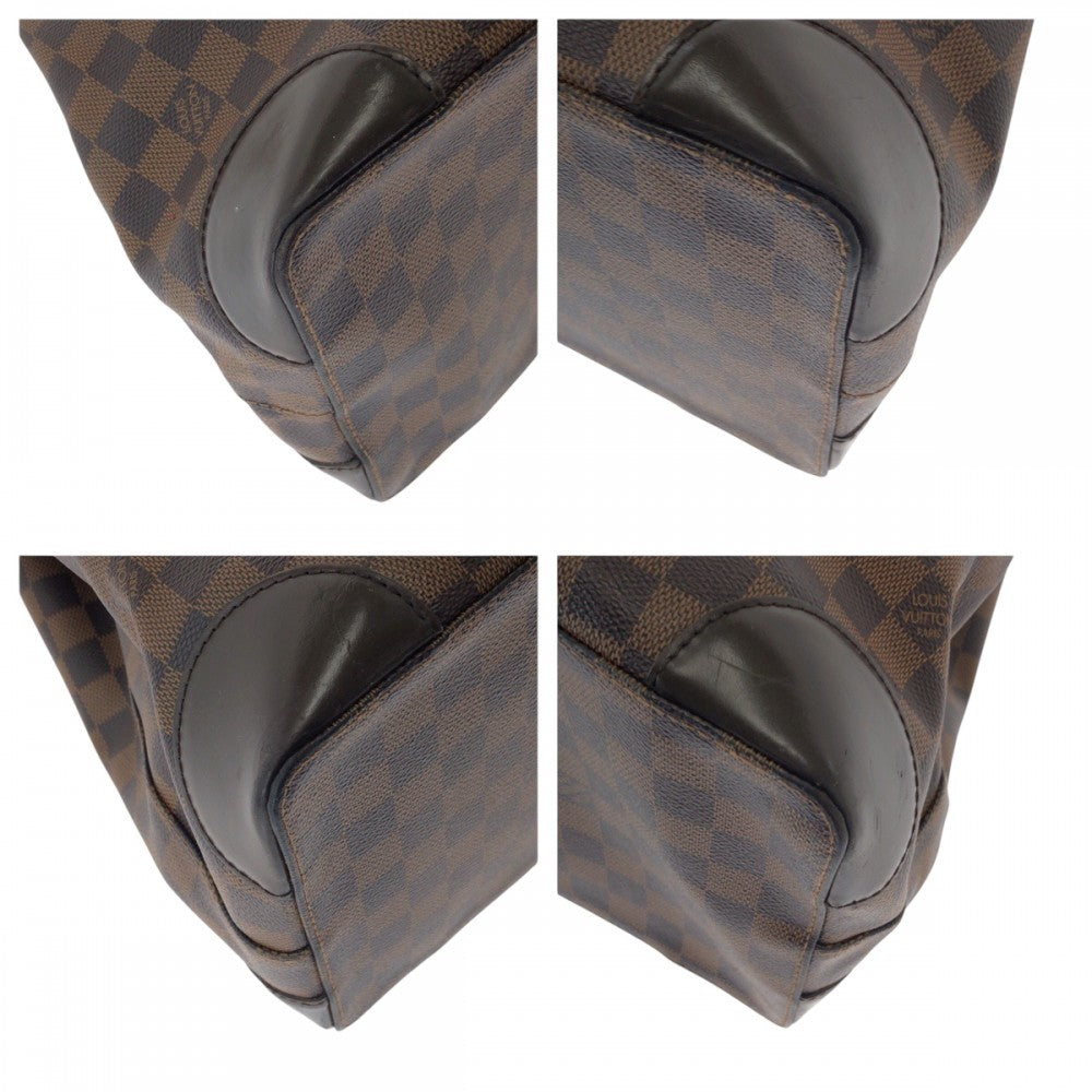 LOUIS VUITTON Tote Bag N51204 PVC Brown Gold Metal Tote Bag Shoulder Bag Damier Ebene HamsteadMM Women Used Authentic