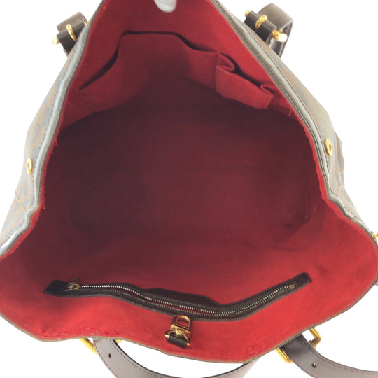 LOUIS VUITTON Tote Bag N51204 PVC Brown Gold Metal Tote Bag Shoulder Bag Damier Ebene HamsteadMM Women Used Authentic