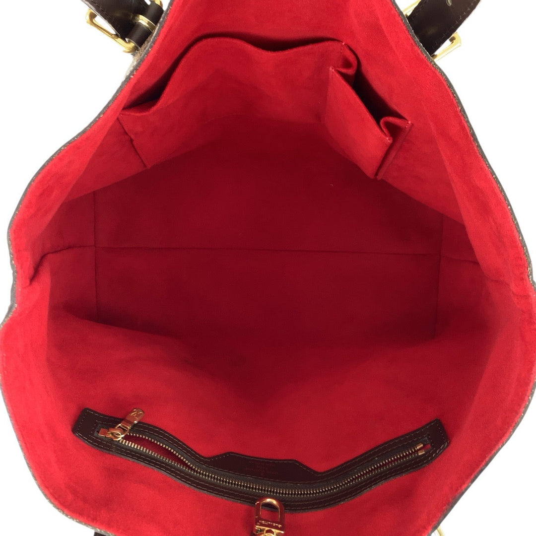 LOUIS VUITTON Tote Bag N51204 PVC, Leather Brown Gold Metal Tote Bag Shoulder Bag Damier Hamstead MM Women Used Authentic