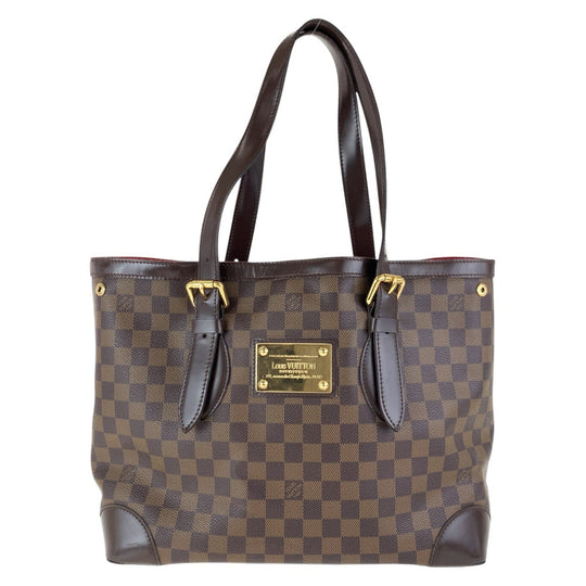 LOUIS VUITTON Tote Bag N51204 PVC, Leather Brown Gold Metal Tote Bag Shoulder Bag Damier Hamstead MM Women Used Authentic