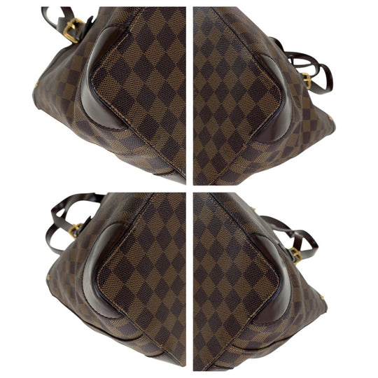 LOUIS VUITTON Tote Bag N51204 PVC, Leather Brown Gold Metal Tote Bag Shoulder Bag Damier Hamstead MM Women Used Authentic