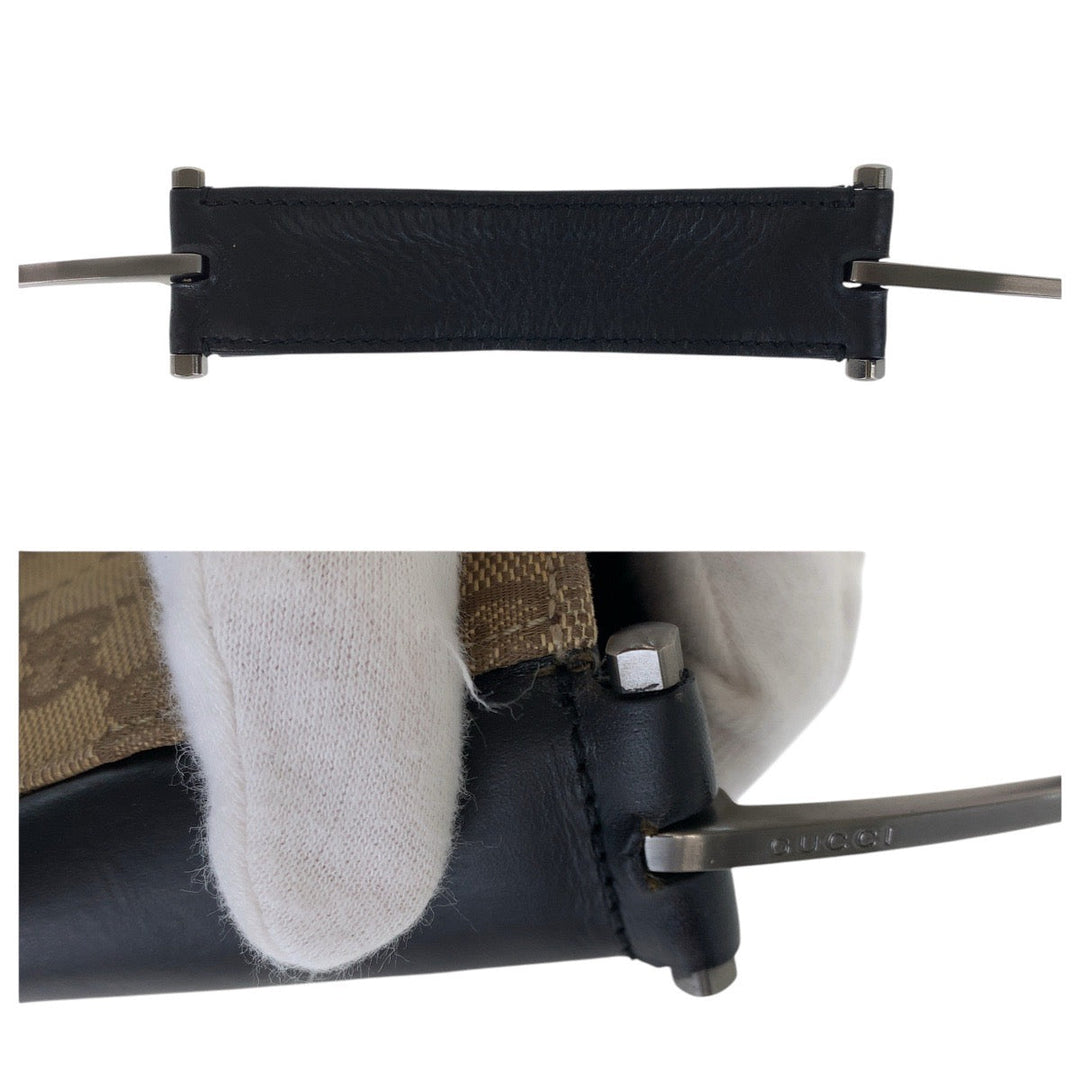 GUCCI Shoulder Bag 001 3181 GG canvas, leather Brown Silver Metal Women Used Authentic