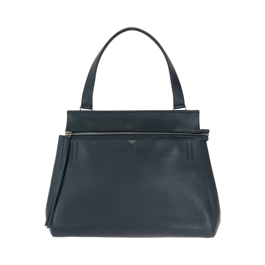 CELINE Tote Bag leather Black Gold Metal Tote Bag handbag Edge Women Used Authentic