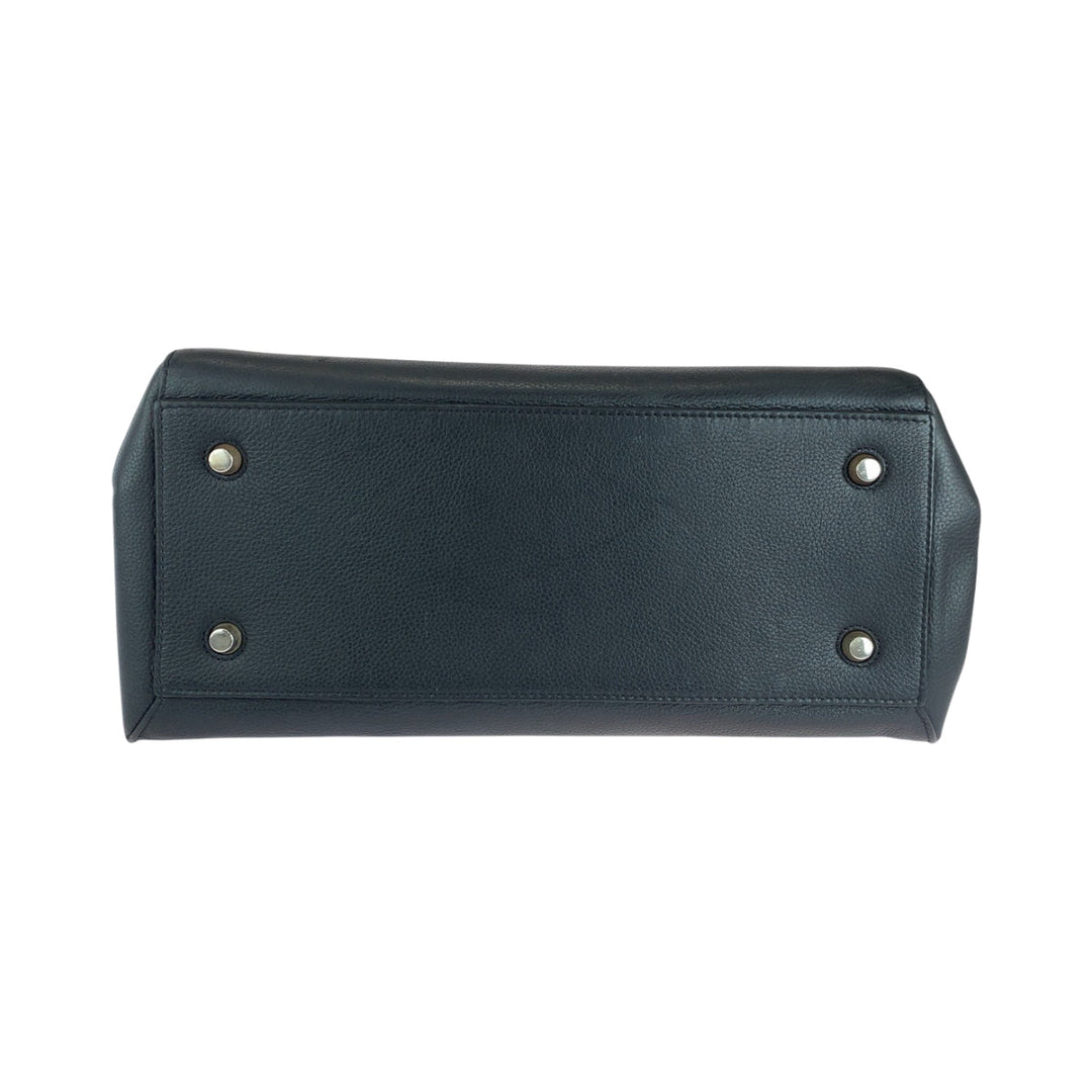 CELINE Tote Bag leather Black Gold Metal Tote Bag handbag Edge Women Used Authentic