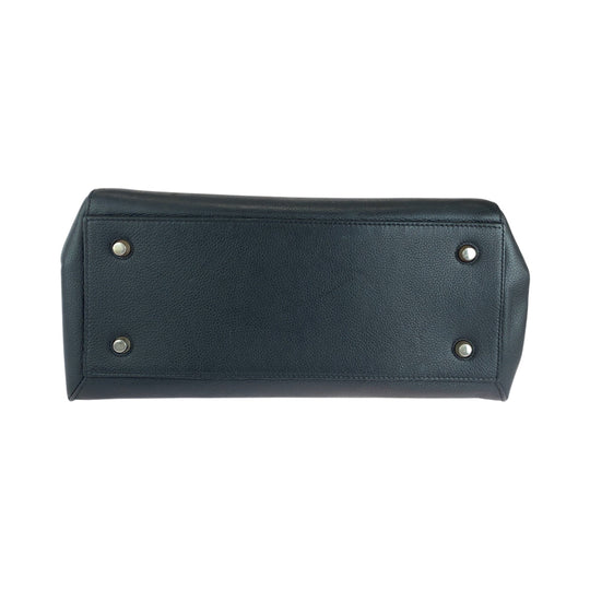 CELINE Tote Bag leather Black Gold Metal Tote Bag handbag Edge Women Used Authentic