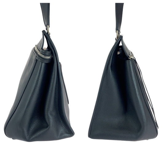 CELINE Tote Bag leather Black Gold Metal Tote Bag handbag Edge Women Used Authentic