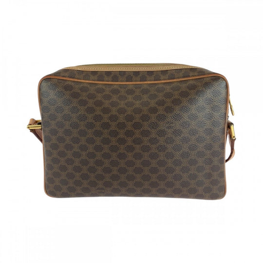 CELINE Shoulder Bag PVC Brown Gold Metal Shoulder Bag pochette Macadam Pattern Women Used Authentic