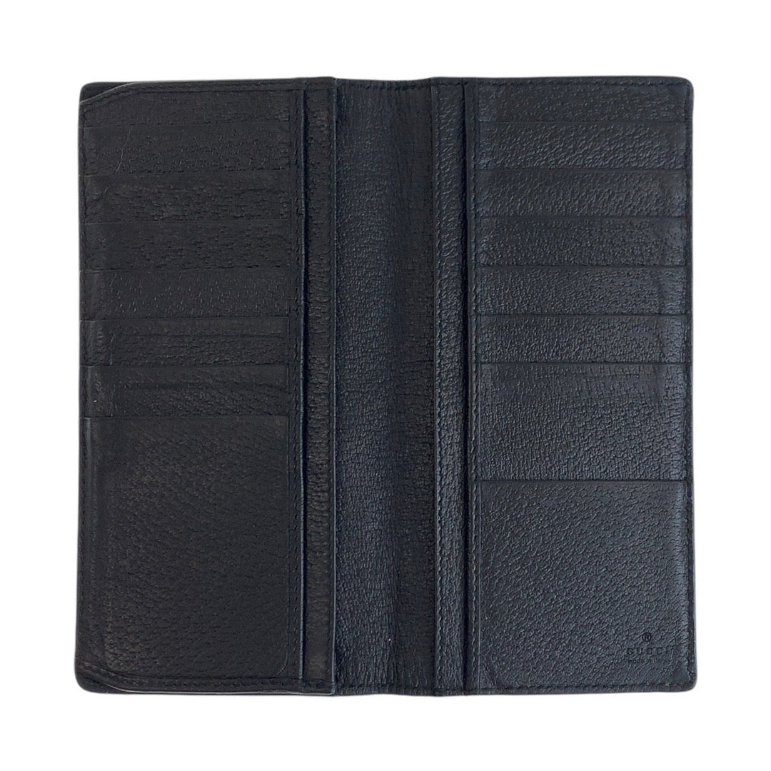 GUCCI Long Wallet Purse 459133 leather Black GoldMetal GG Marmont