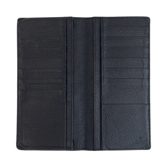 GUCCI Long Wallet Purse 459133 leather Black GoldMetal GG Marmont