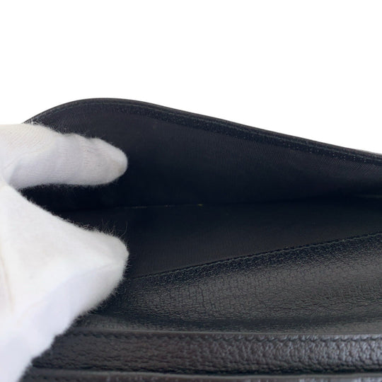 GUCCI Long Wallet Purse 459133 leather Black GoldMetal GG Marmont