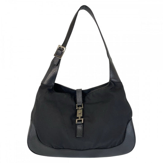 GUCCI Shoulder Bag 001 3346 Nylon, Leather Black black Jackie Women Used Authentic