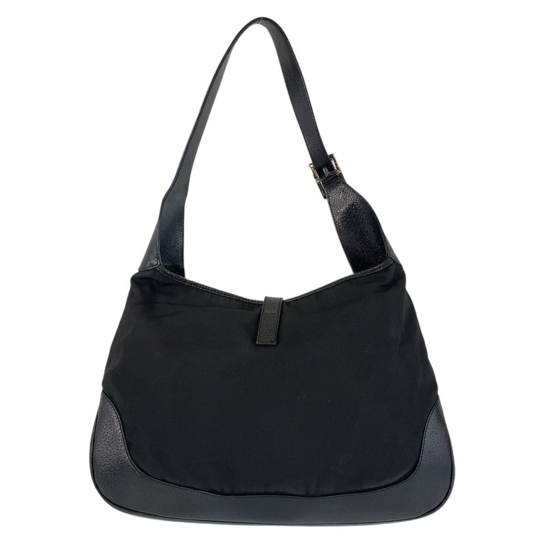 GUCCI Shoulder Bag 001 3346 Nylon, Leather Black black Jackie Women Used Authentic
