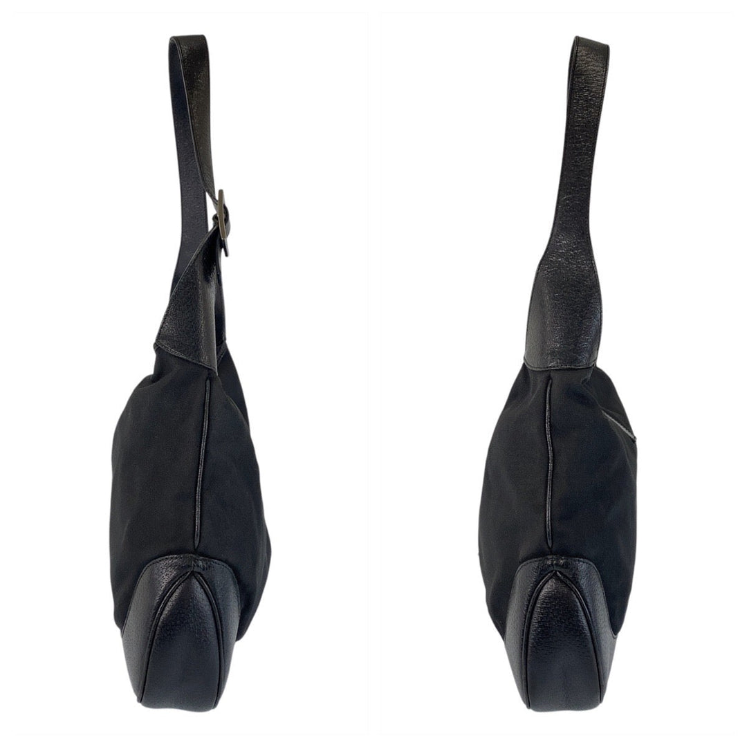 GUCCI Shoulder Bag 001 3346 Nylon, Leather Black black Jackie Women Used Authentic