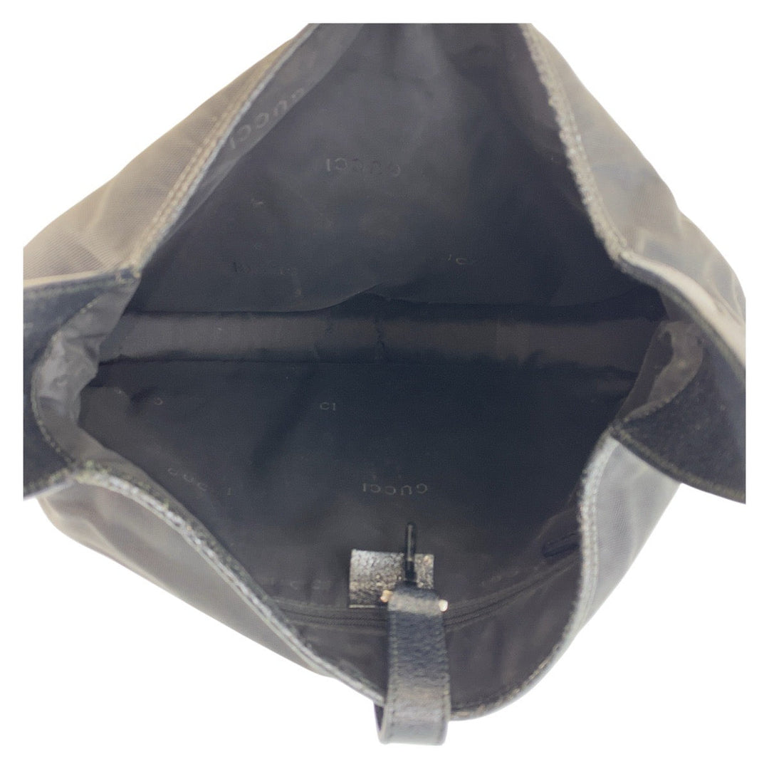 GUCCI Shoulder Bag 001 3346 Nylon, Leather Black black Jackie Women Used Authentic