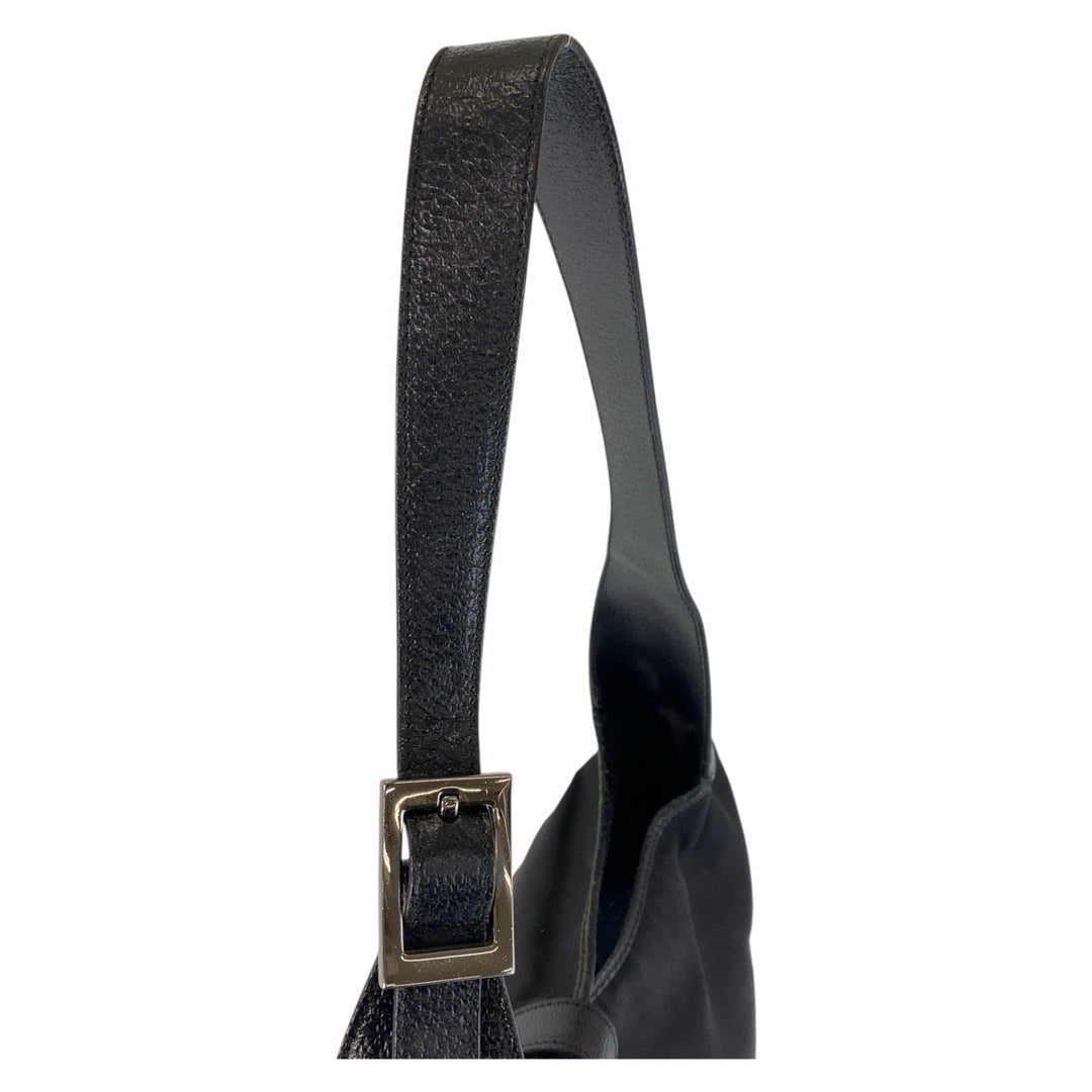 GUCCI Shoulder Bag 001 3346 Nylon, Leather Black black Jackie Women Used Authentic