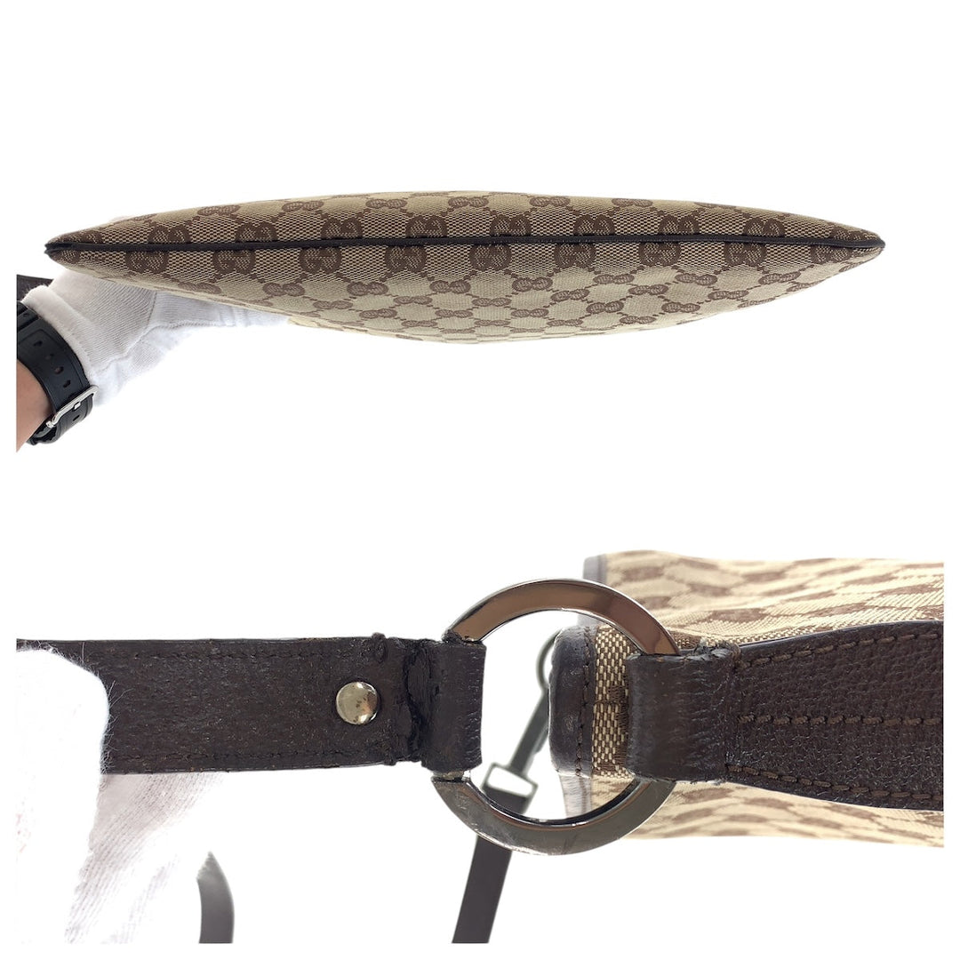 GUCCI Shoulder Bag 113013 GG canvas, leather Beige brown Shoulder Bag Messenger bag Women Used Authentic