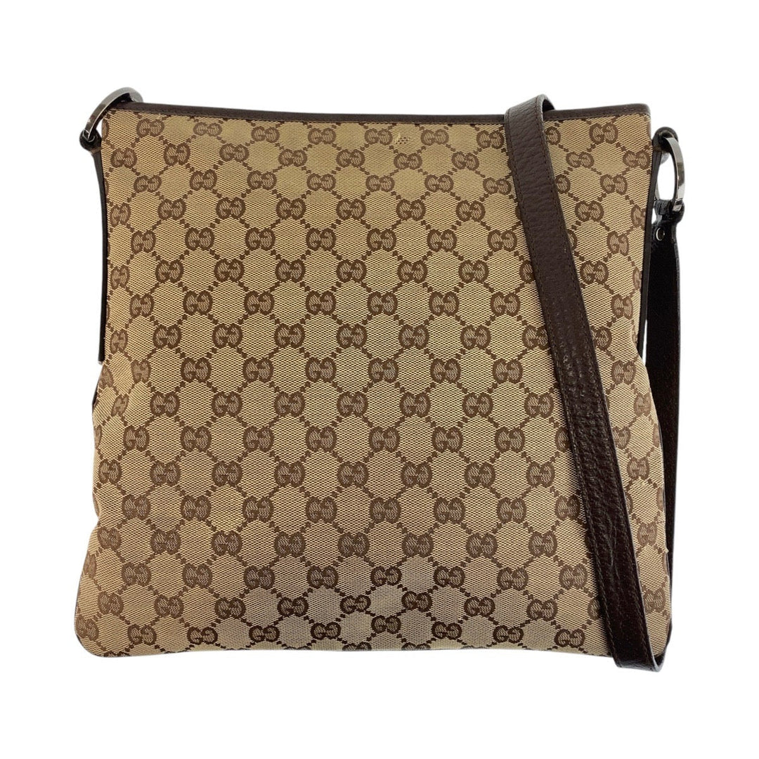 GUCCI Shoulder Bag 113013 GG canvas, leather Beige brown Shoulder Bag Messenger bag Women Used Authentic