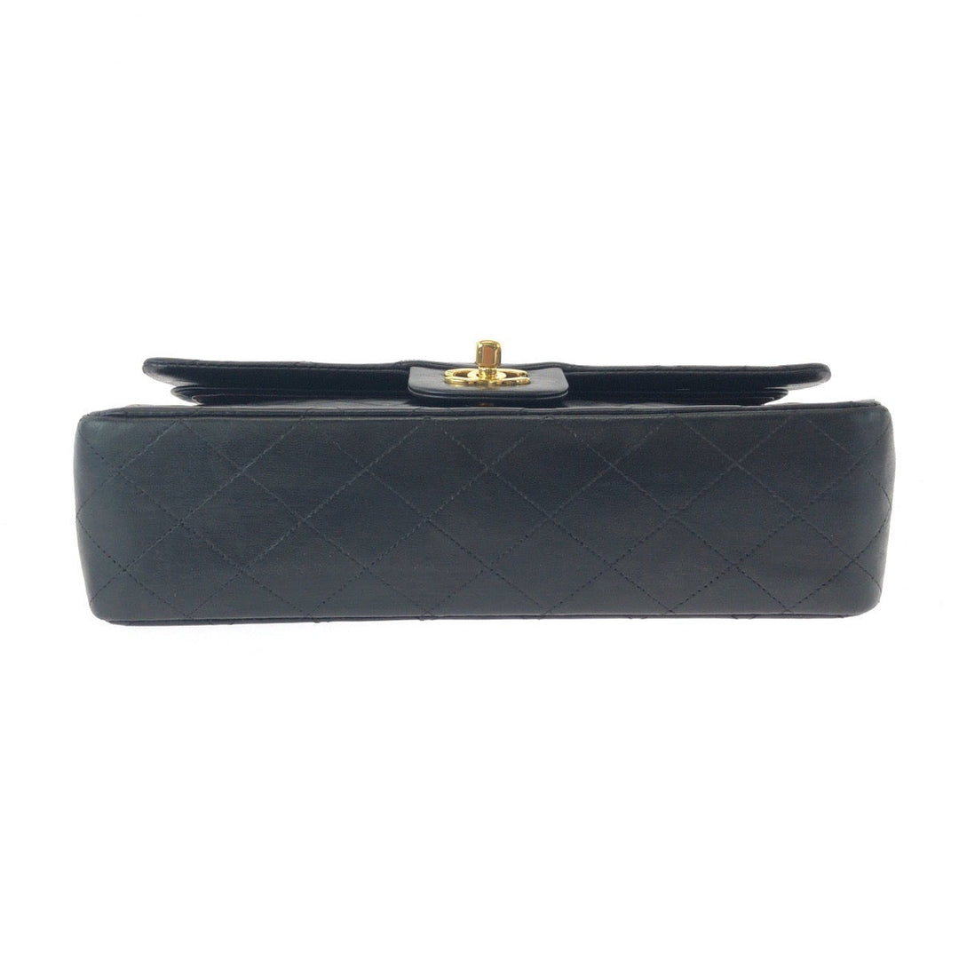 CHANEL Shoulder Bag lambskin Black GoldMetal ChainShoulder Bag Mattasse double flap COCO Mark Turnlock Women Used Authentic