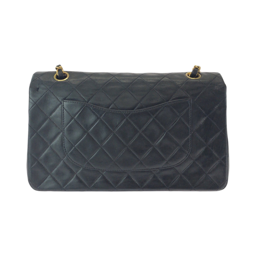 CHANEL Shoulder Bag lambskin Black GoldMetal ChainShoulder Bag Mattasse double flap COCO Mark Turnlock Women Used Authentic