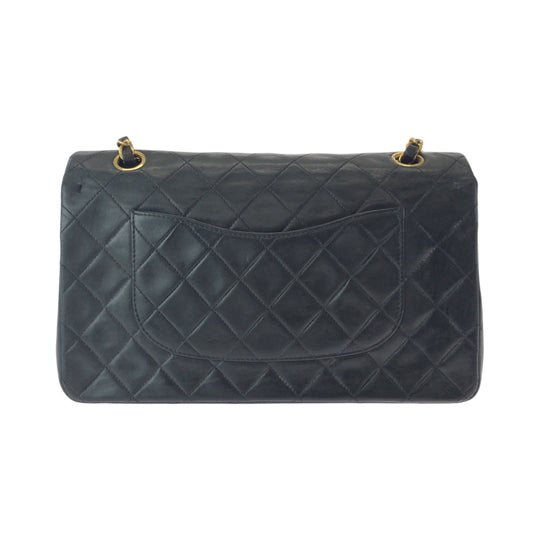 CHANEL Shoulder Bag lambskin Black GoldMetal ChainShoulder Bag Mattasse double flap COCO Mark Turnlock Women Used Authentic